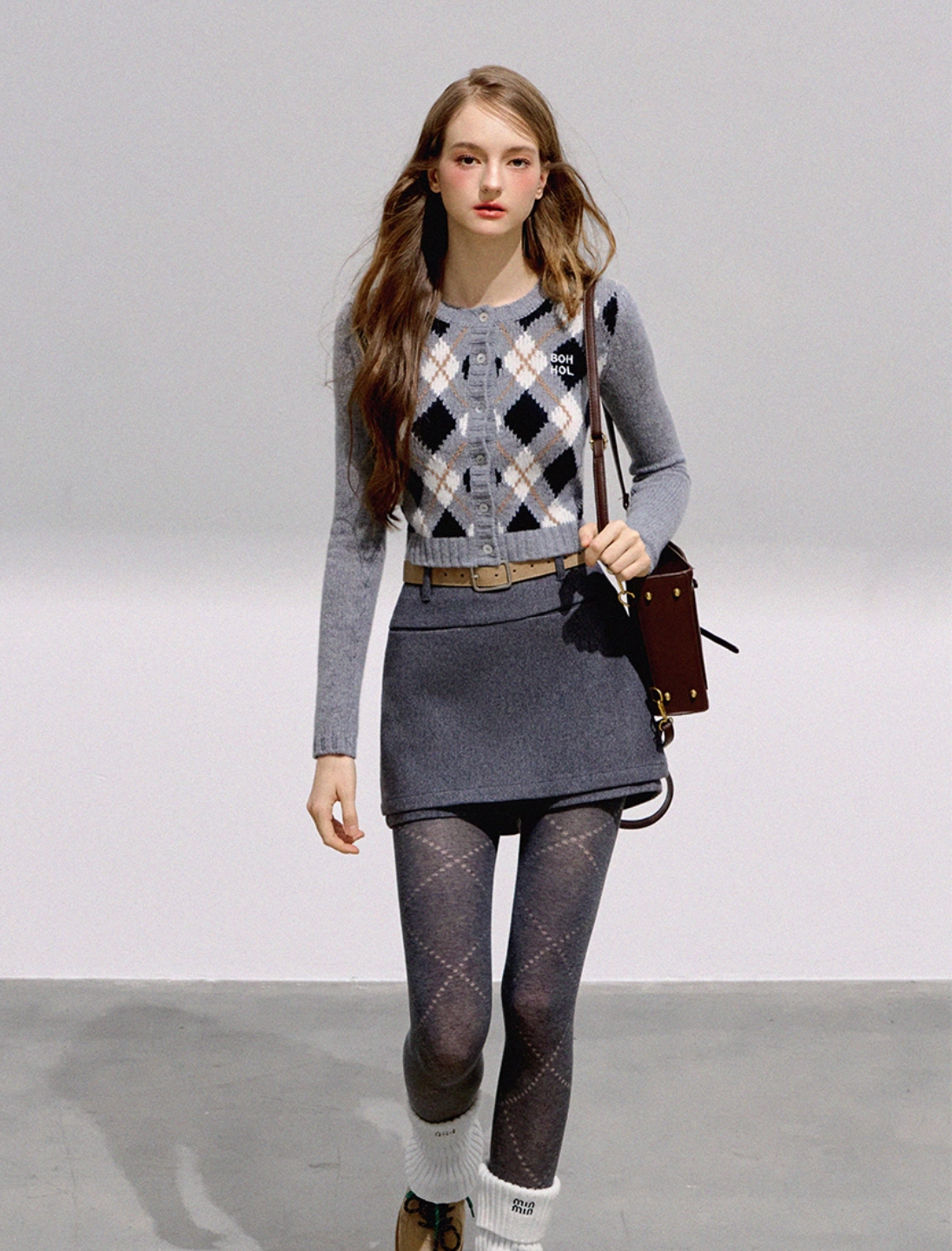 mood argyle Knit tops RI1351
