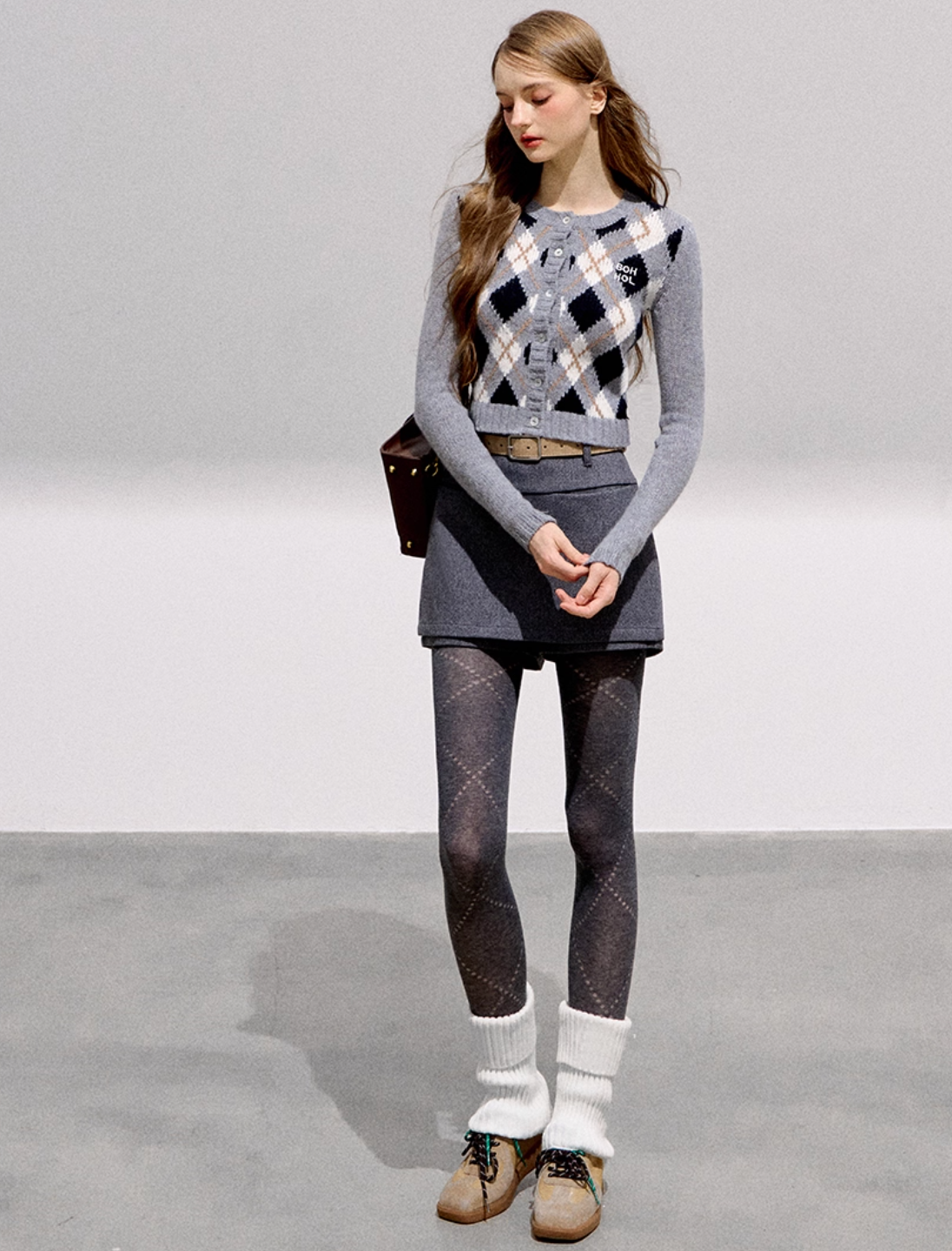mood argyle Knit tops RI1351