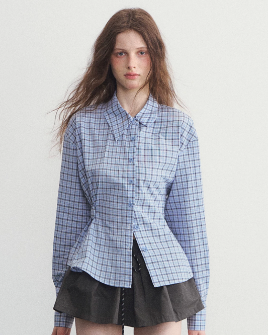 check blue fit tops RI1401