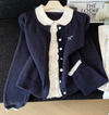 frill double color navy tops RI1569