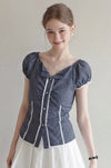small check lace line tops RI1462
