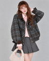 navy check point casual jacket RI1620