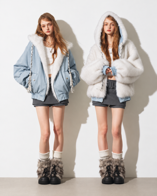 【reversible】reversible blue and far jacket RI1661