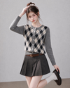 argyle mood gray cardigan RI1519