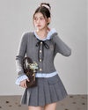gray frill mood tops & skirt RI1506