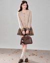check mood beige tops &skirt RI1502