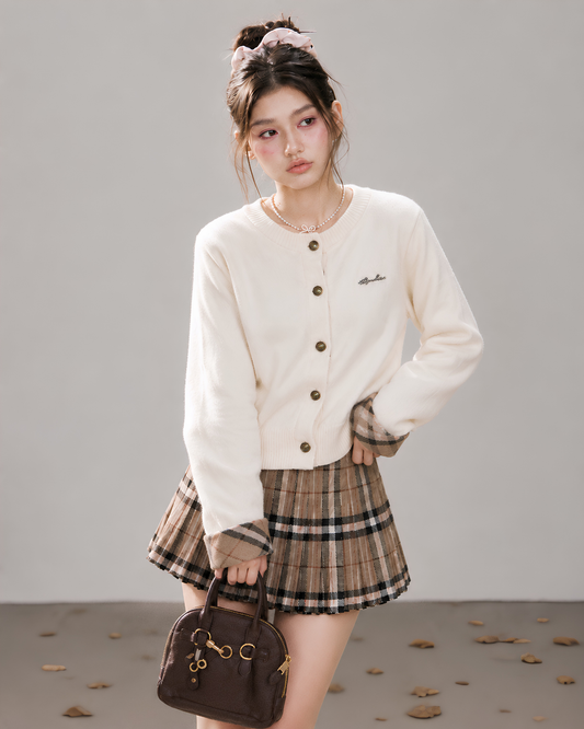 check mood ivory tops &skirt RI1508