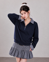 navy casual check point tops RI1518