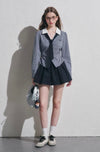 【pre oder】navy check point tops & skirt RI1474