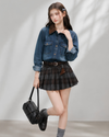 curler brown point denim tops RI1512