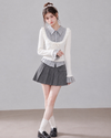 girly mood pleats gray skirt RI1531