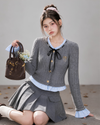 gray frill mood tops & skirt RI1506