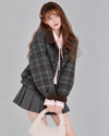 navy check point casual jacket RI1620