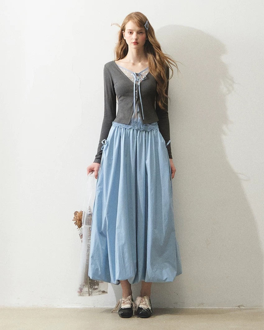 gray nuance lace tops RI1345