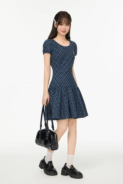 puff green check one-piece RI1239