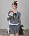 gray frill mood tops & skirt RI1506