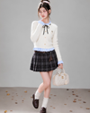 neck frill line tops & skirt RI1504