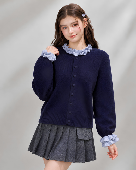 frill girly navy tops RI1540