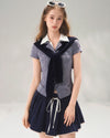 check blue casual tops RI1417