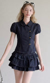 stylish girly mood tops& frill skirt RI1450