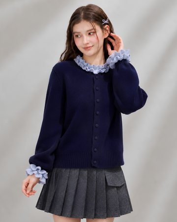 frill girly navy tops RI1540