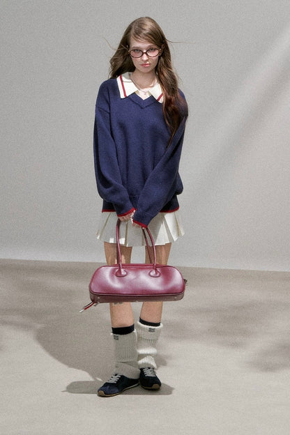 line neck navy Knit RI1367