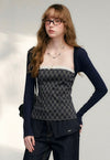 moody check blue tops RI1394