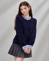 frill girly navy tops RI1540