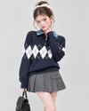argyle navy color mood tops RI1572