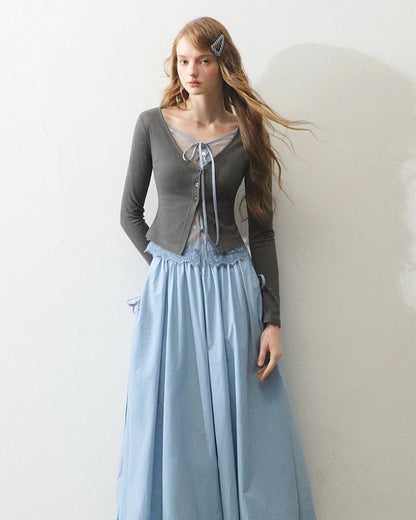 gray nuance lace tops RI1345