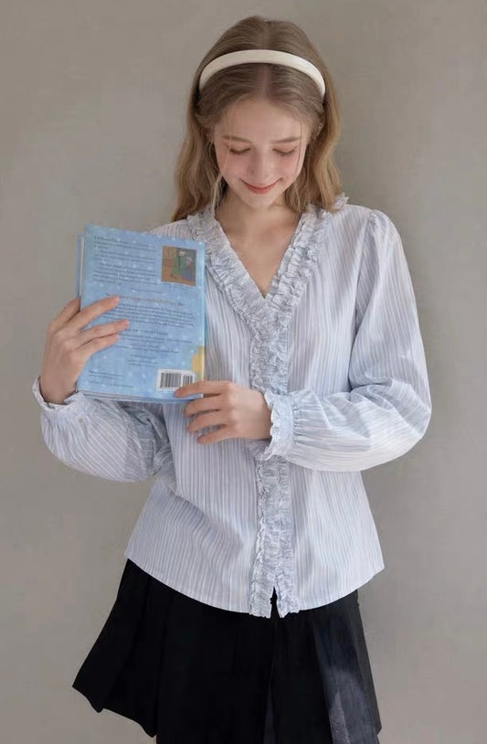 【pre oder】frill point stripe tops RI1476