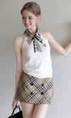 check mood fit tops & check skirt RI1451