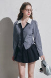 【pre oder】navy check point tops & skirt RI1474