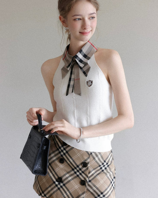 check mood fit tops & check skirt RI1451