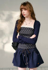 moody check blue tops RI1394