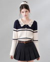 simple mulch pleats navy skirt RI1533