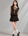brown like shirt & vest set RI1542