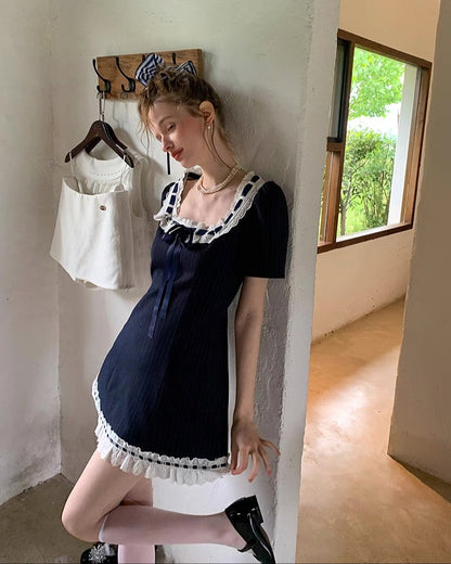 navy ribbon girly one-piece RI1229