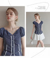 small check lace line tops RI1462