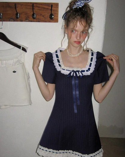 navy ribbon girly one-piece RI1229