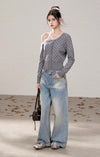 dot one shoulder tops RI1485