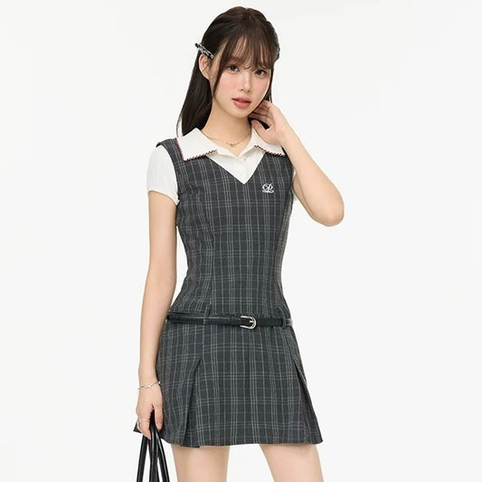 check pleats one-piece RI1237