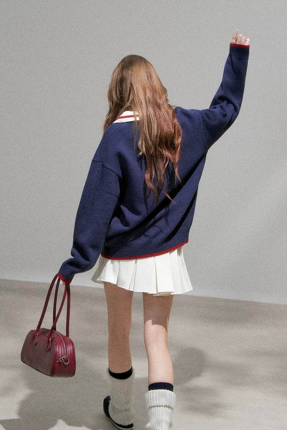 line neck navy Knit RI1367