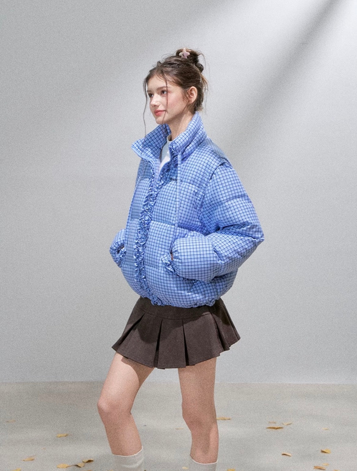 2way blue check jacket RI1370