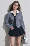 【pre oder】navy check point tops & skirt RI1474