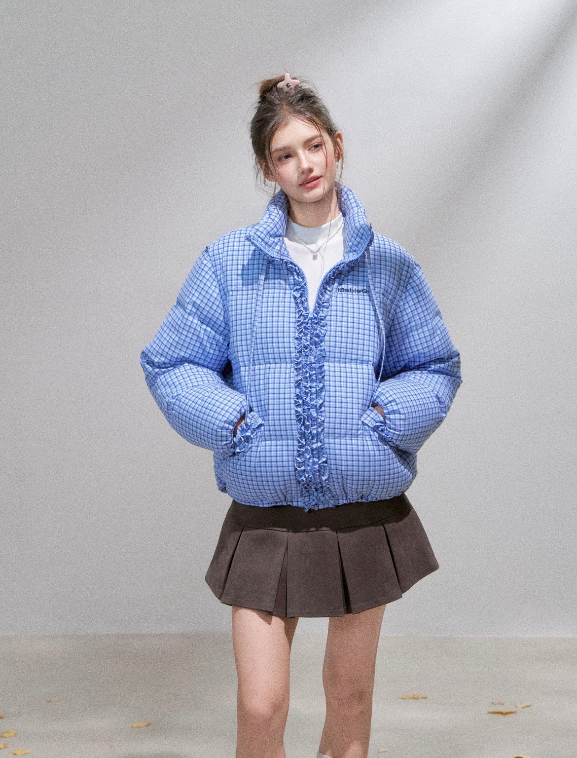 2way blue check jacket RI1370