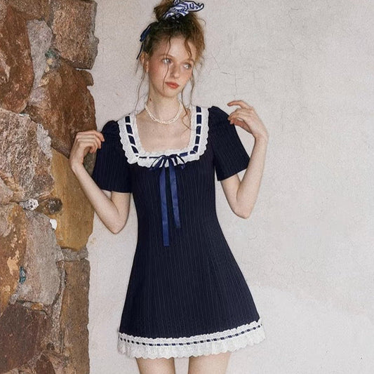 navy ribbon girly one-piece RI1229