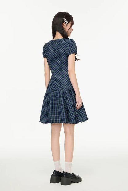 puff green check one-piece RI1239