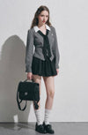 【pre oder】black check point tops & skirt RI1475