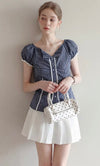 small check lace line tops RI1462